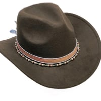 Image 3 of 1PC. HAND MADE BEAD ADORNED SILK WRAP RIBBON ADJUSTABLE HAT BAND