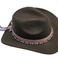 Image 4 of 1PC. HAND MADE BEAD ADORNED SILK WRAP RIBBON ADJUSTABLE HAT BAND
