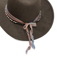 Image 5 of 1PC. HAND MADE BEAD ADORNED SILK WRAP RIBBON ADJUSTABLE HAT BAND