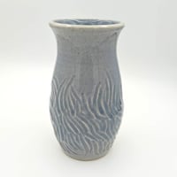 Image 1 of Bud Vase - Carved/Blue Celadon