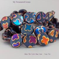 Image 1 of Czech Glass Coin Beads – Cross Fire Batika Iridescent 14mm Flat Round