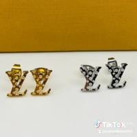 Silver LV Post Earrings 