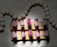 Image 1 of SHORT SQUARE MAROON BLOOMING ACRYLIC NAILS