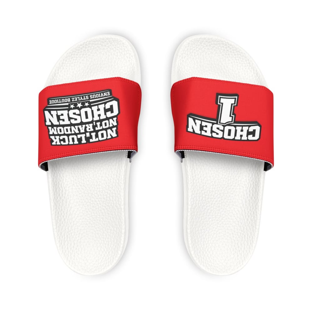 Image of Chosen 1 Red Logo Slide Sandals — Men's Removable‑Strap Athletic Slides