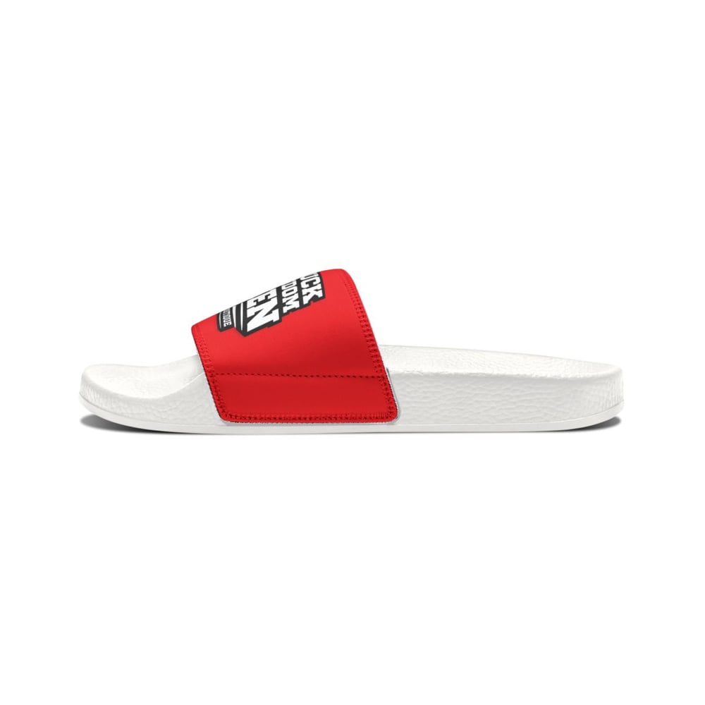 Image of Chosen 1 Red Logo Slide Sandals — Men's Removable‑Strap Athletic Slides