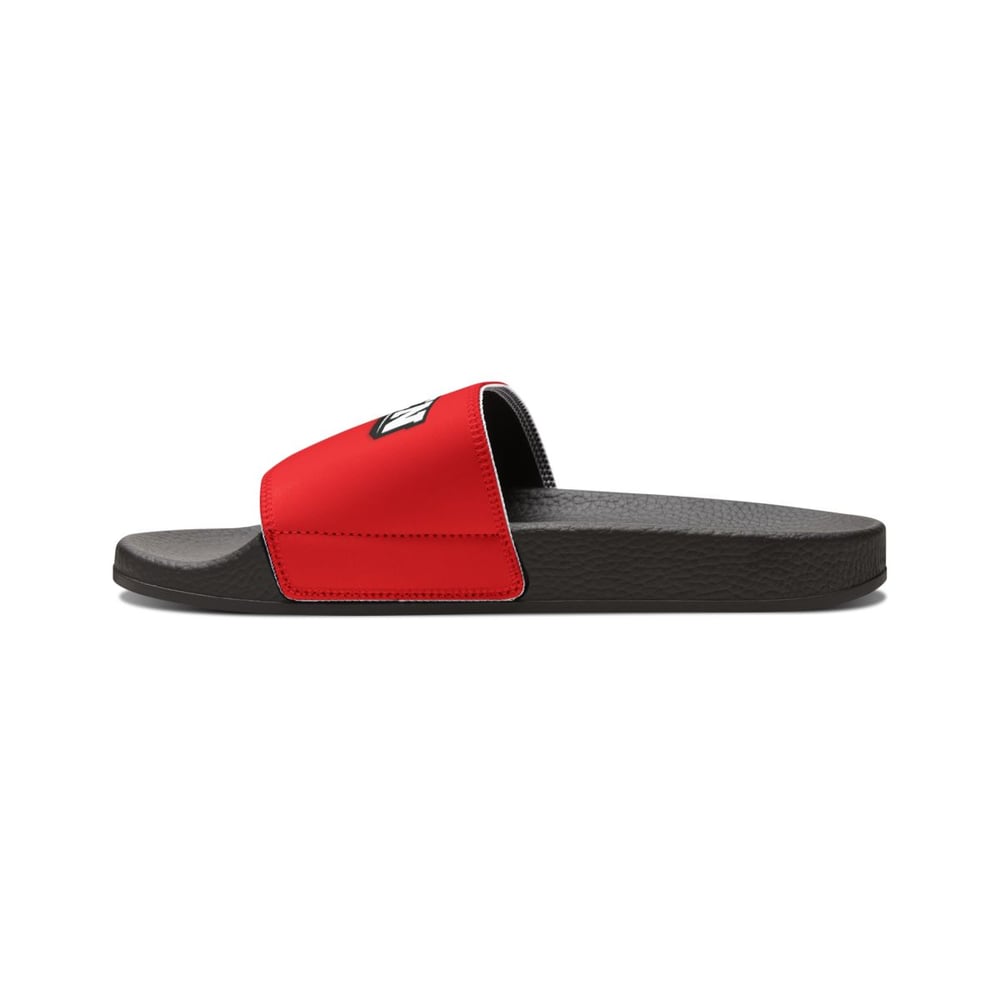 Image of Chosen 1 Red Logo Slide Sandals — Men's Removable‑Strap Athletic Slides