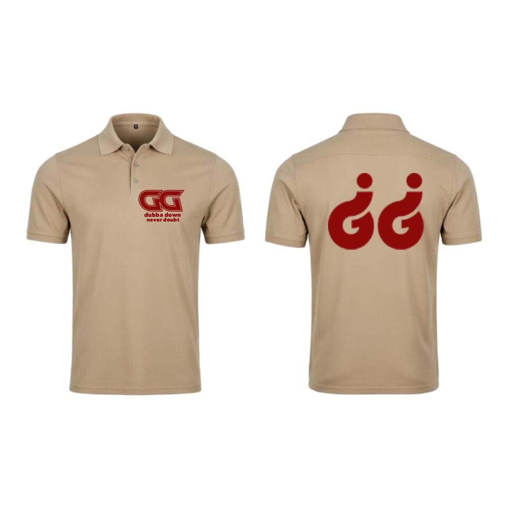 Image of Designer Dubba Down Polo Double D (Beige/Red)