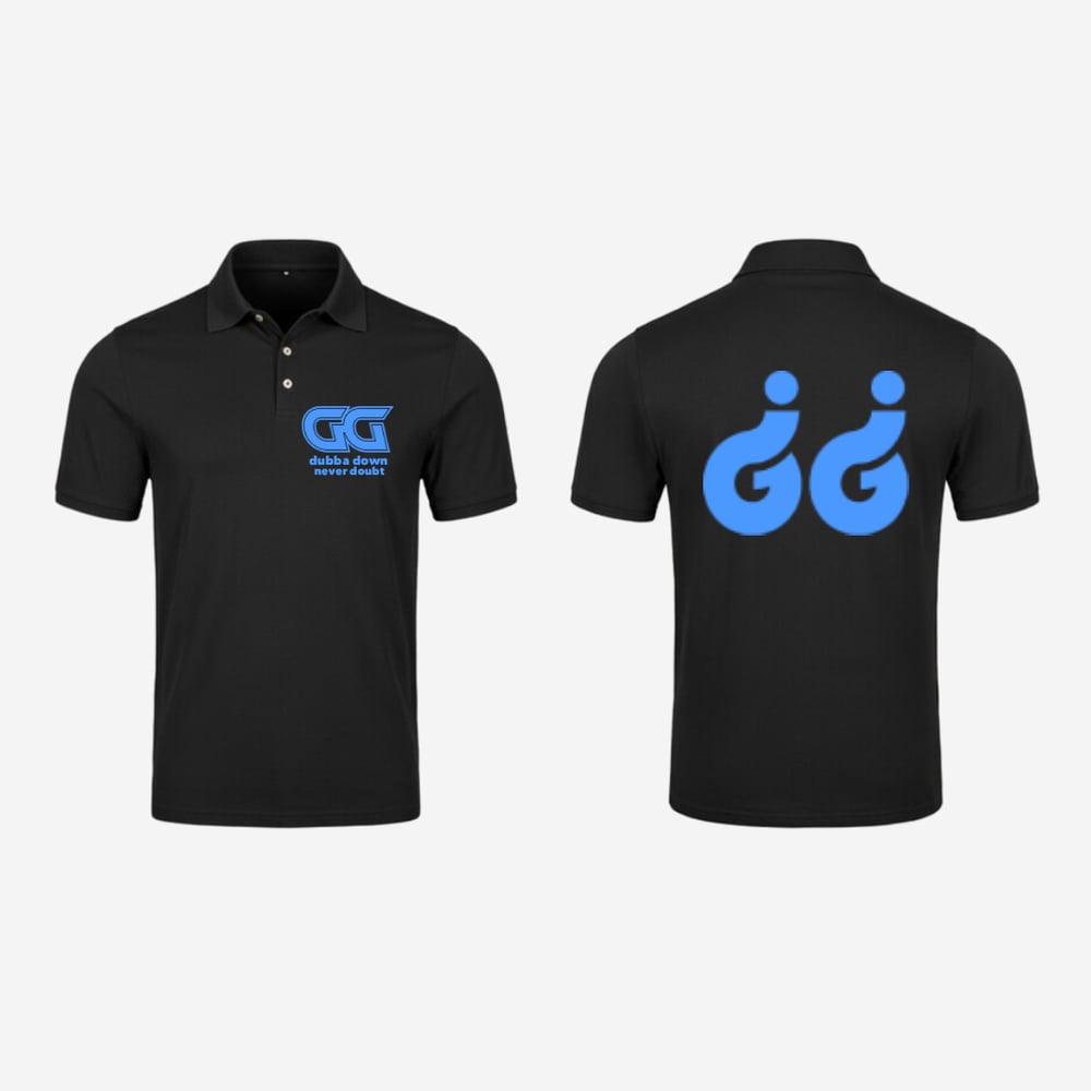 Image of Designer Dubba Down Polo (Black/Sky Blue)
