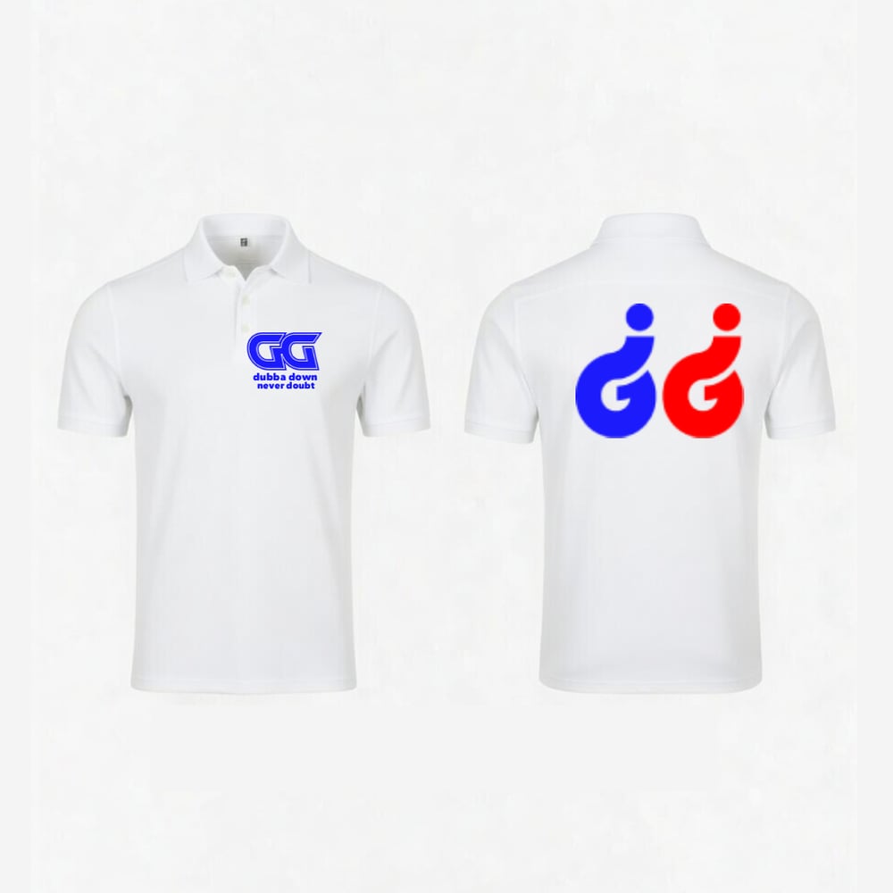 Image of Designer Dubba Down Polo (White/Blue/Red)