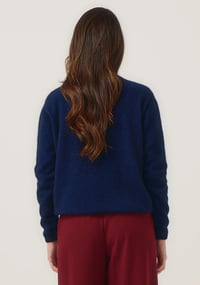 Image 4 of merino mink crew zephyr midnight navy