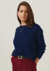 Image 2 of merino mink crew zephyr midnight navy