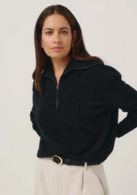 Image 2 of merino mink corine zip sweater jet