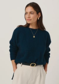 Image 1 of merino mink cleo sweater peacock