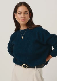 Image 4 of merino mink cleo sweater peacock