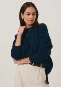 Image 2 of merino mink cleo sweater peacock