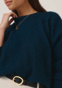 Image 5 of merino mink cleo sweater peacock