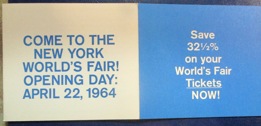 MULTIPLE SPECIALTY TICKETS FROM NEW YORK'S 1939 & 1964 WORLD'S FAIRS +TICKET BROCHURE
