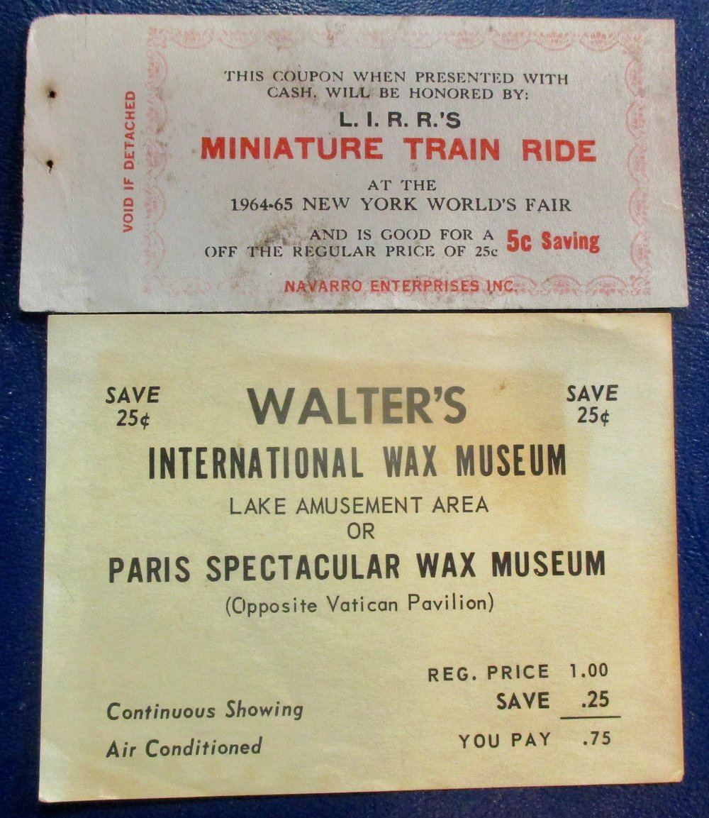 MULTIPLE SPECIALTY TICKETS FROM NEW YORK'S 1939 & 1964 WORLD'S FAIRS +TICKET BROCHURE