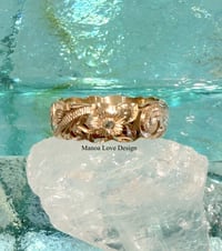Image 1 of 14k solid gold 6mm Hawaiian ring(plumeria, scrolls)