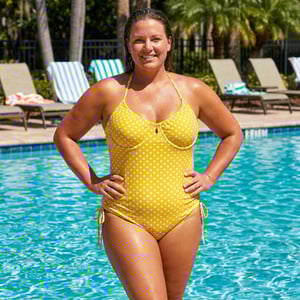 Image of Sunshine Polka Dot Halter One-Piece Swimsuit