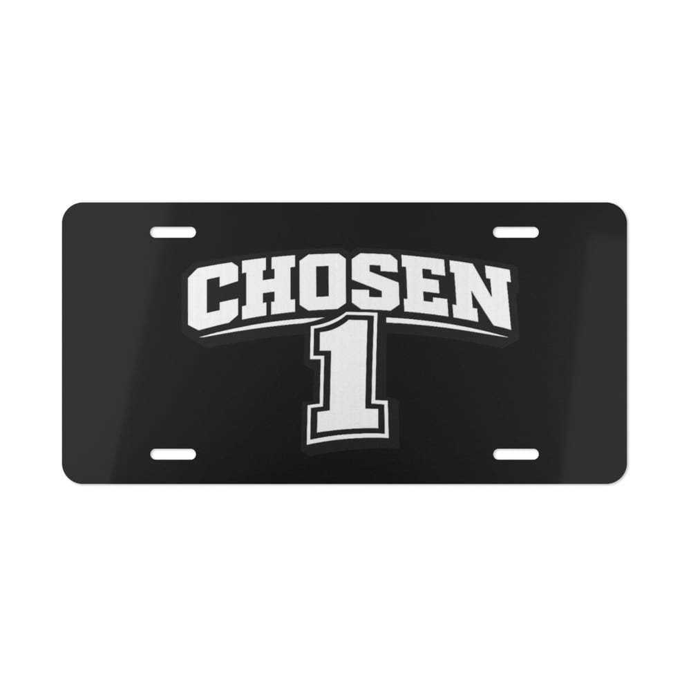 Image of Chosen 1 Vanity Plate — Custom Black License Plate Ornament for Fans & Players