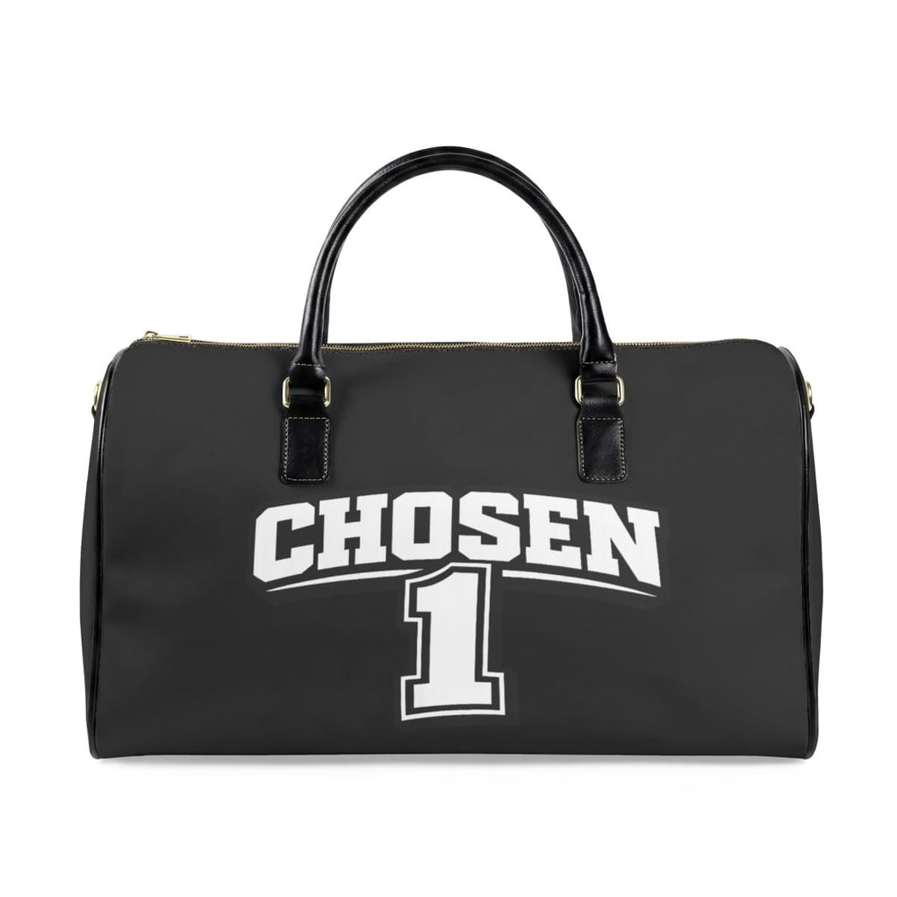 Image of Leather Travel Bag — “Chosen 1” Motivational Weekender Duffel