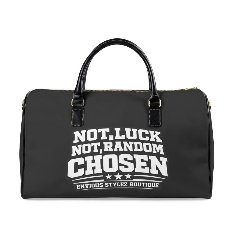 Image of Leather Travel Bag — “Chosen 1” Motivational Weekender Duffel