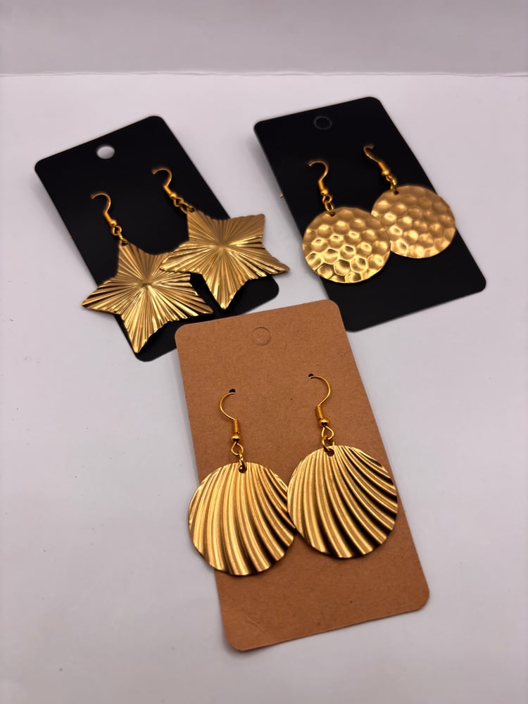 Image of Gold-Tone Textured Metal  Earrings