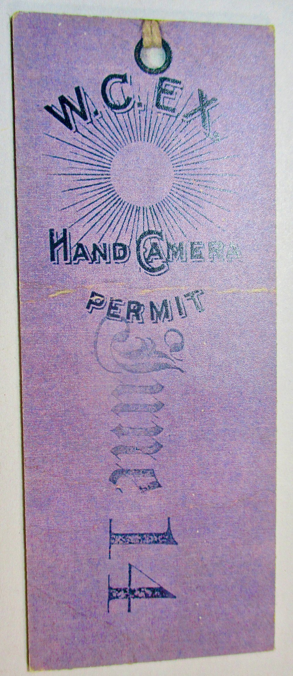 INCREDIBLY RARE WCE CAMERA PERMIT--ONE OF THREE KNOWN