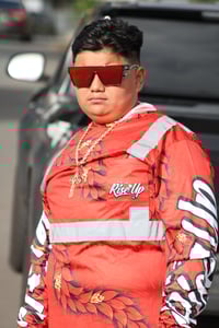 Image 1 of RED HIBISCUS LEI HIVIZ HOODIE