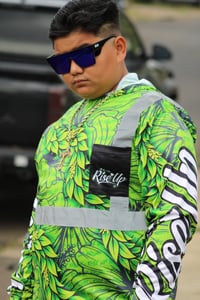 Image 1 of GREEN HIBISCUS LEI HIVIZ HOODIE