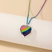Image 1 of Rainbow Open Locket Heart Pendant Necklace
