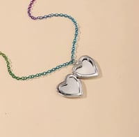 Image 2 of Rainbow Open Locket Heart Pendant Necklace