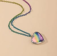 Image 3 of Rainbow Open Locket Heart Pendant Necklace