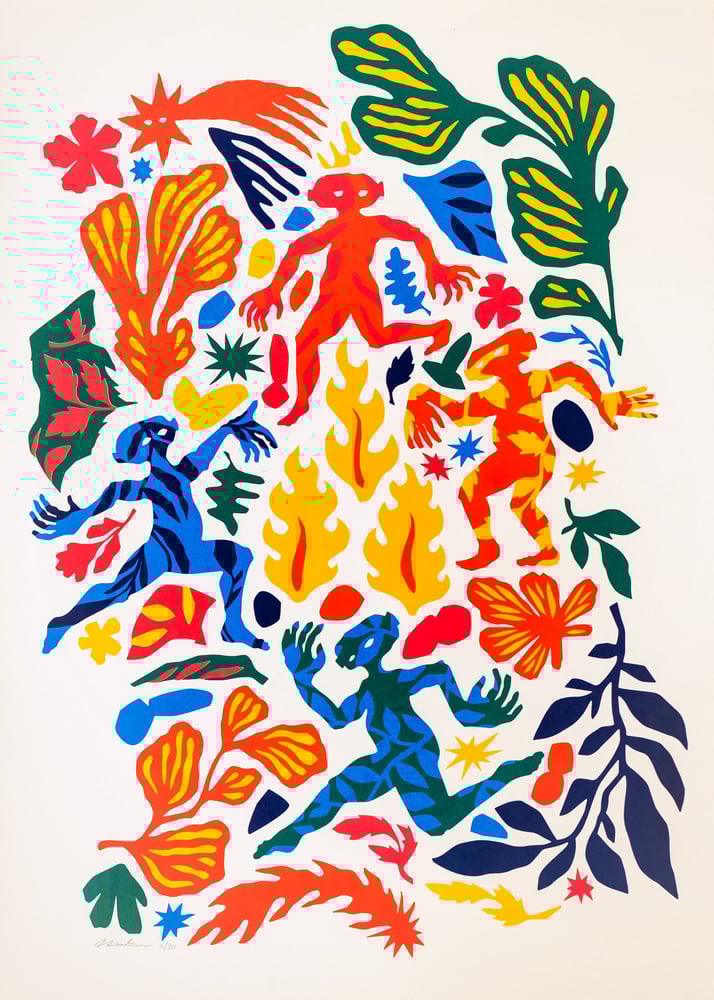 Image of Meeting in the Kaleidoscopic Forest - 70 x 50 cm