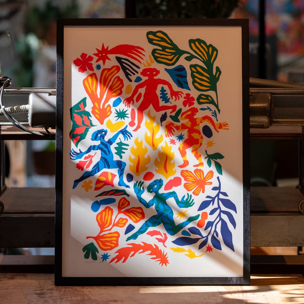 Image of Meeting in the Kaleidoscopic Forest - 70 x 50 cm