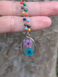 Image 1 of Oval Narcissus Necklace w/Rainbow Chain