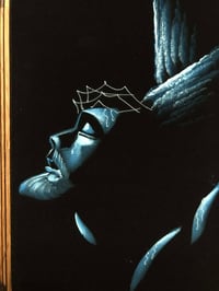 Image 2 of 60’s-70’s Painted Velvet Jesus face framed made in Mexico