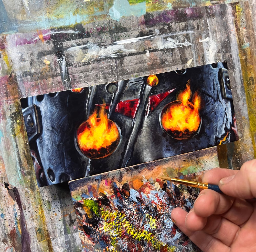 "Savini's Jason" - 6.75" x 2.75" original acrylic painting