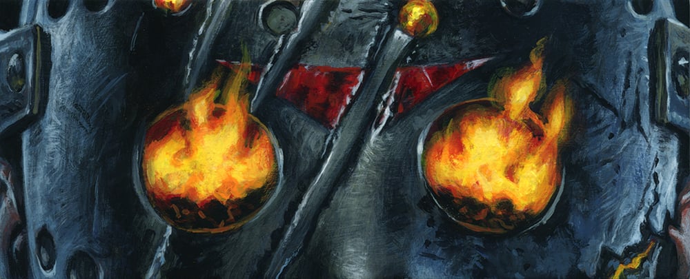 "Savini's Jason" - 6.75" x 2.75" original acrylic painting