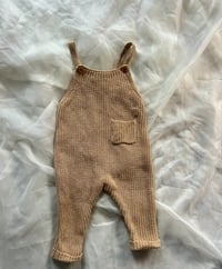 Image 1 of Rabbit + Bear Knit Overalls