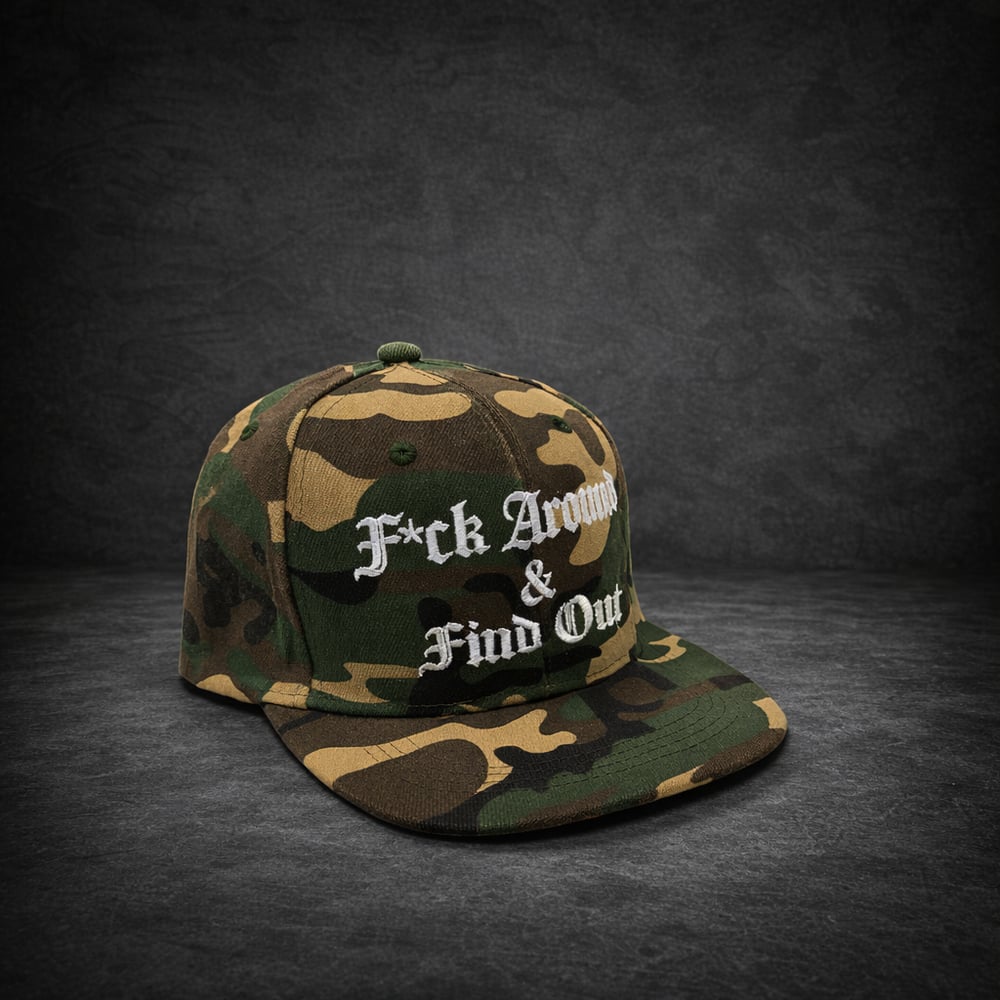 Image of F*ck Around & Find Out SnapBack camo hat 