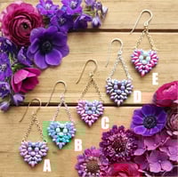 Image 2 of Beaded Heart Chandelier Earrings