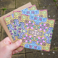 Image 1 of Pack of 3 Large - Floral Block Print Cards