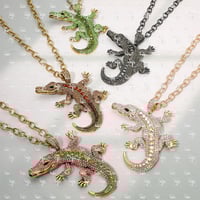 Image 2 of Crystal Alligator Statement Necklace