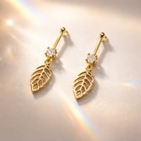 DANTIY GOLD LEAF STUD WITH CZ STONE