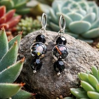 BLACK RED PINK ROSE EARRING