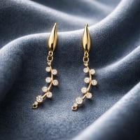 GOLD FLOWER DANGLE WITH SEVEN CZ STONES