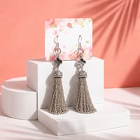 SILVER OPEN TASSEL EARRINGS