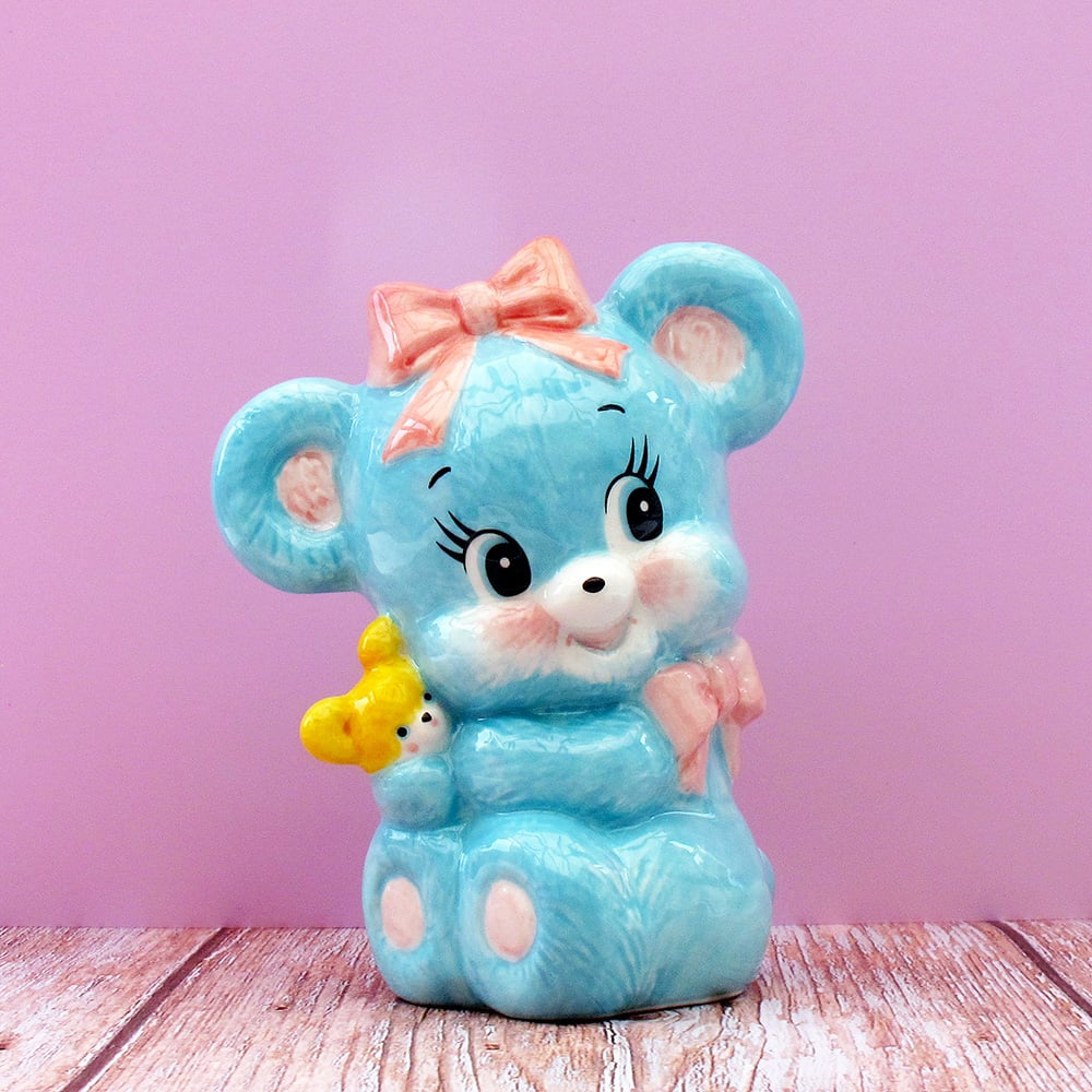 Image of Ceramic teddy money box by Swimmer, Japan